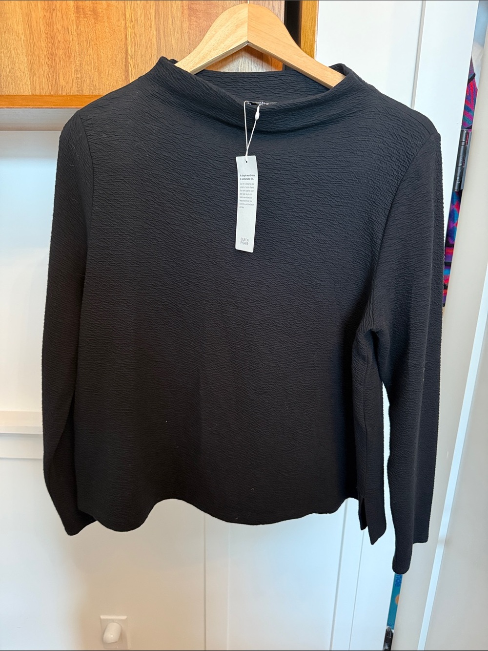 NWT Eileen Fisher Black Women’s Long-Sleeve Mock Neck Top